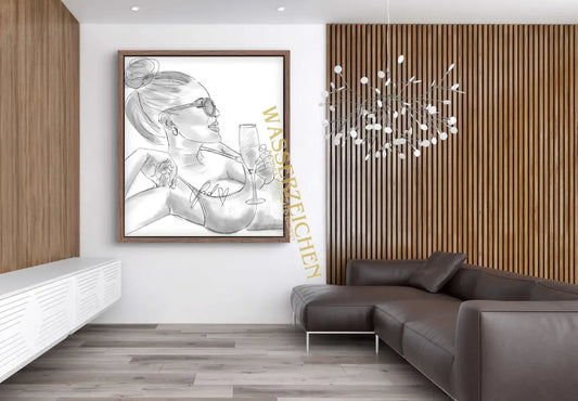 Frau mit Champagner in der Hand