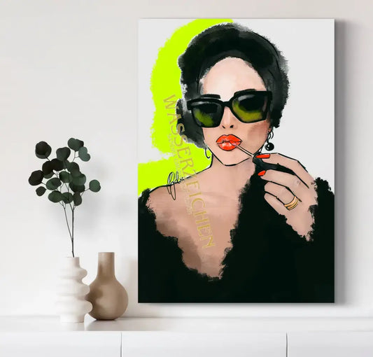 Kunstdruck von Frau mit Turban und Lippenstift